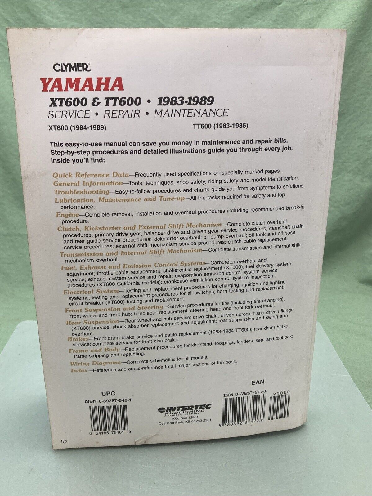 CLYMER M416 XT600 AND TT600 83-89 SERVICE MANUAL YAMAHA