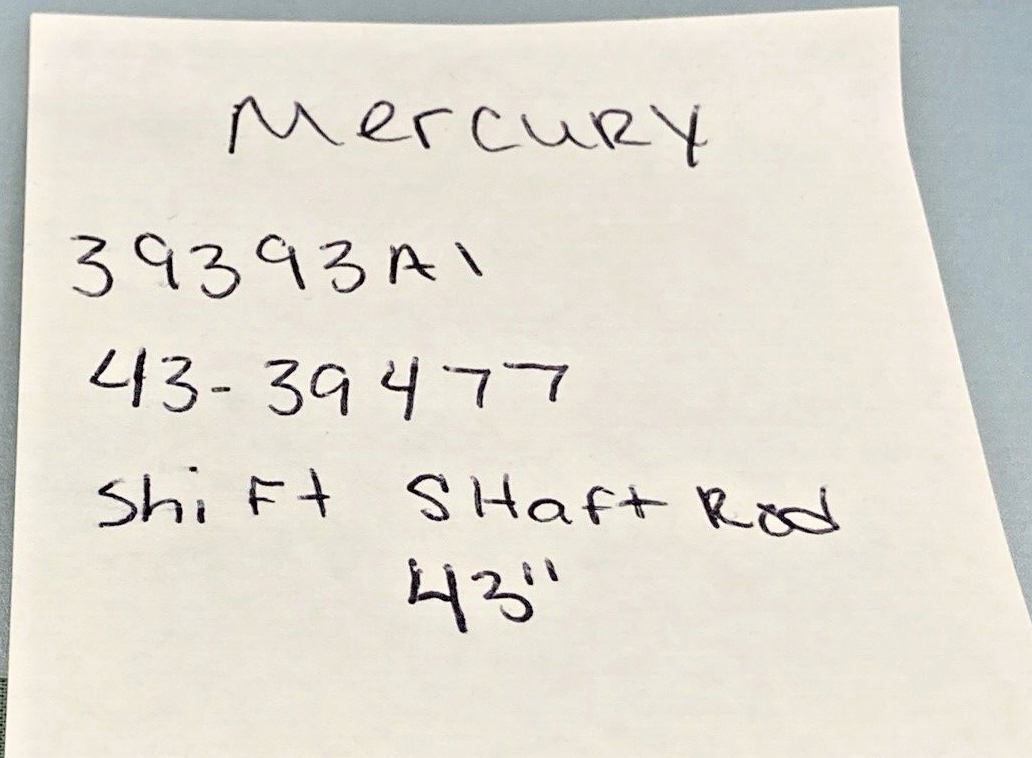 NEW REPLACES MERCURY 39398A1 43-39477 SHIFT SHAFT ROD 43",  20 HP TILLER MOTOR