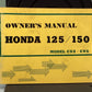 GENUINE HONDA 125/150 MODEL C92/C95 OWNER'S MANUAL