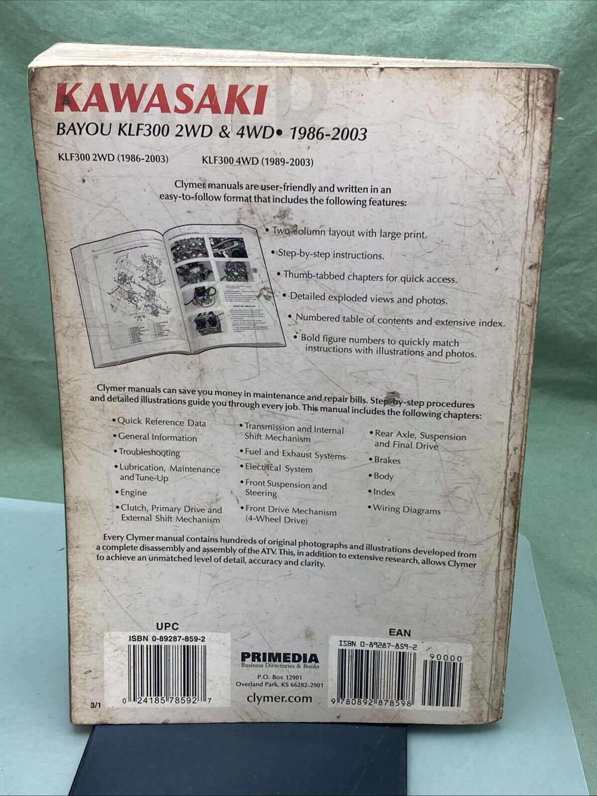 GENUINE CLYMER M466-3 KAWASAKI BAYOU KLF300 2WD/4WD 1986-2003 REPAIR MANUAL