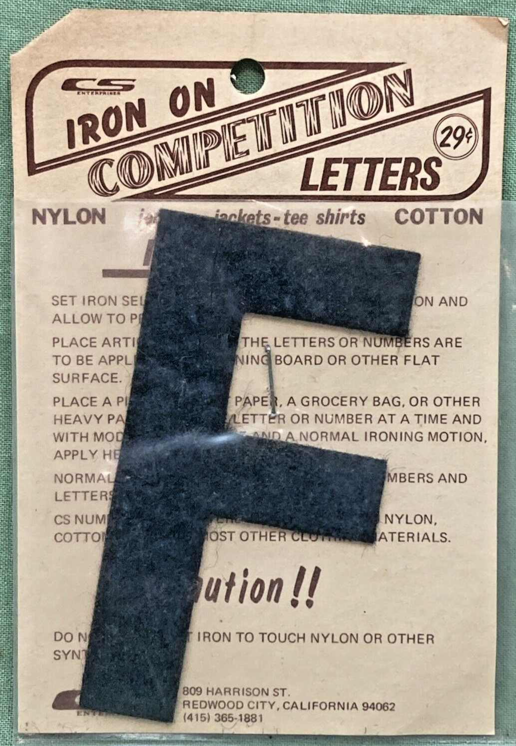 QTY 3 NEW 3" BLACK IRON ON COMPETITION LETTER F