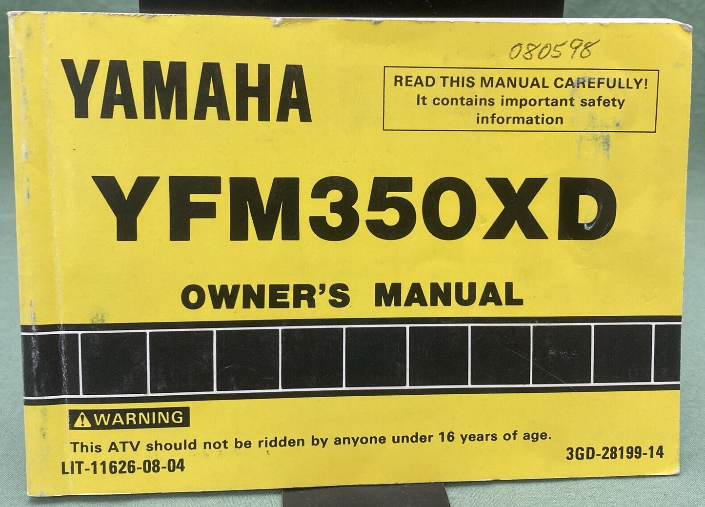 YAMAHA LIT-11626-08-04 YFM350XD Owner's Manual 1991