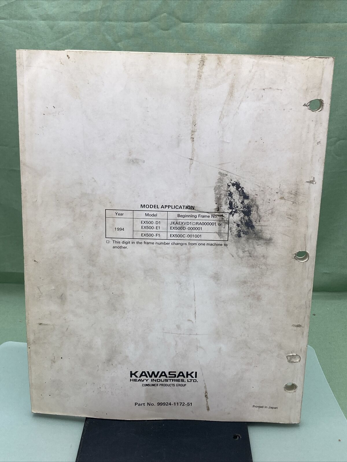 GENUINE KAWASAKI 99924-1172-51 SERVICE MANUAL SUPPLEMENT NINJA 500/GPZ 500S