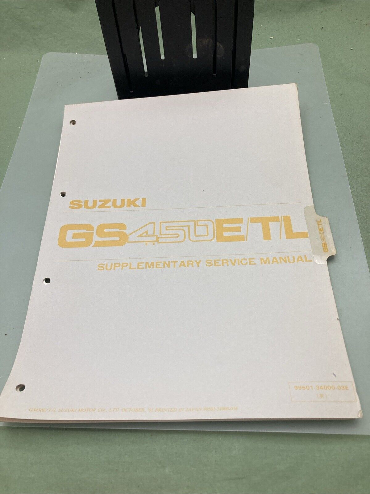 GENUINE SUZUKI 99501-34000-03E GS450E/T/L SUPPLEMENTARY SERVICE MANUAL 1981