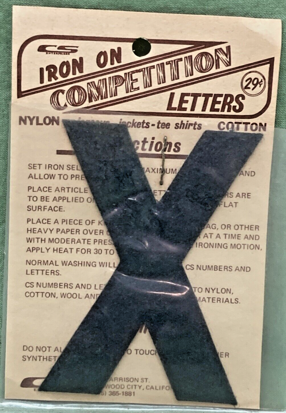 QTY 3 NEW 3" BLACK IRON ON COMPETITION LETTER X