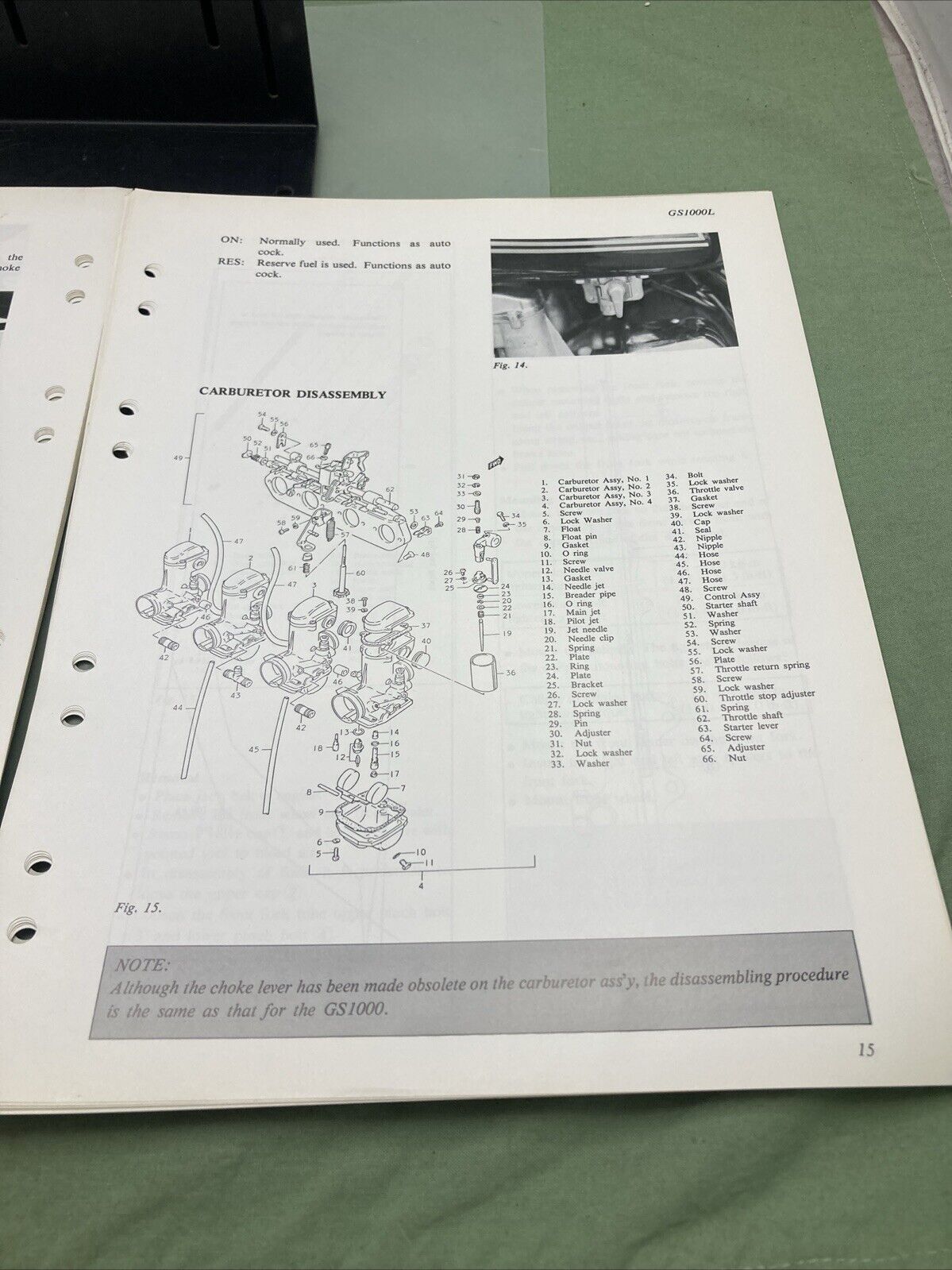 GENUINE SUZUKI GS1000 SUPPLEMENTARY SERVICE MANUAL 1979