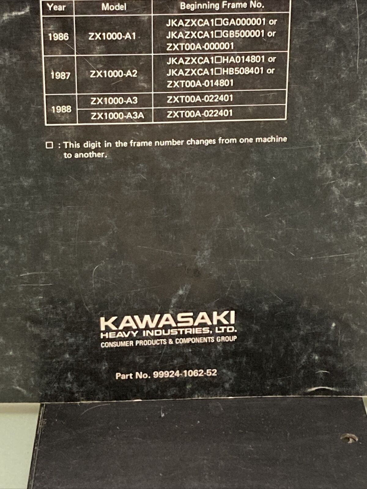 GENUINE KAWASAKI 99924-1062-52 SERVICE MANUAL GPZ1000RX