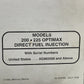 GENUINE MERCURY 90-859769 200, 250 OPTIMAX DIRECT FUEL INJECTION SERVICE MANUAL