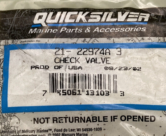 NEW GENUINE MERCURY QUICKSILVER 21-22974A 3 CHECK VALVE & DIAPHRAGM KIT