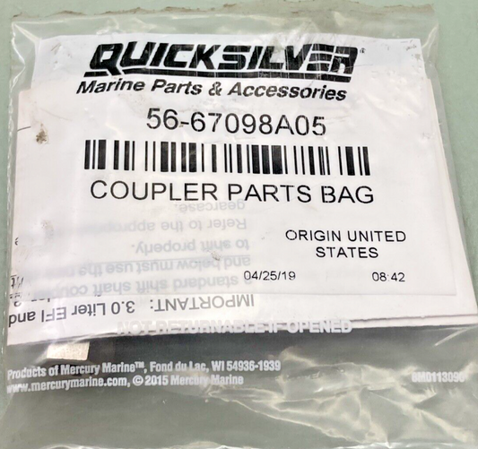 NEW GENUINE MERCURY QUICKSILVER 56-67098A05 COUPLER PARTS BAG