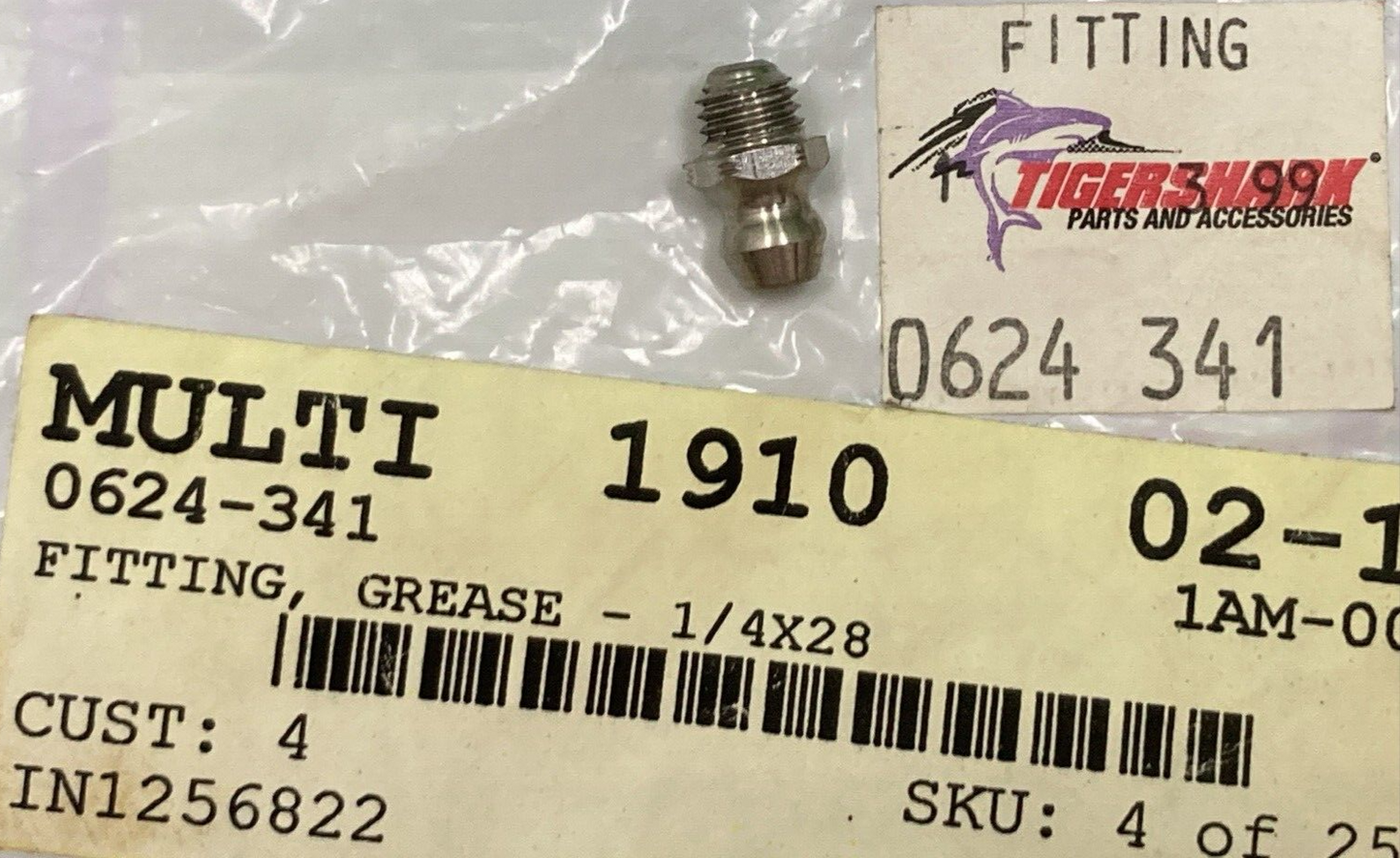 NEW GENUINE TIGERSHARK 0624-341 GREASE FITTING 1/4X28  JET SKI