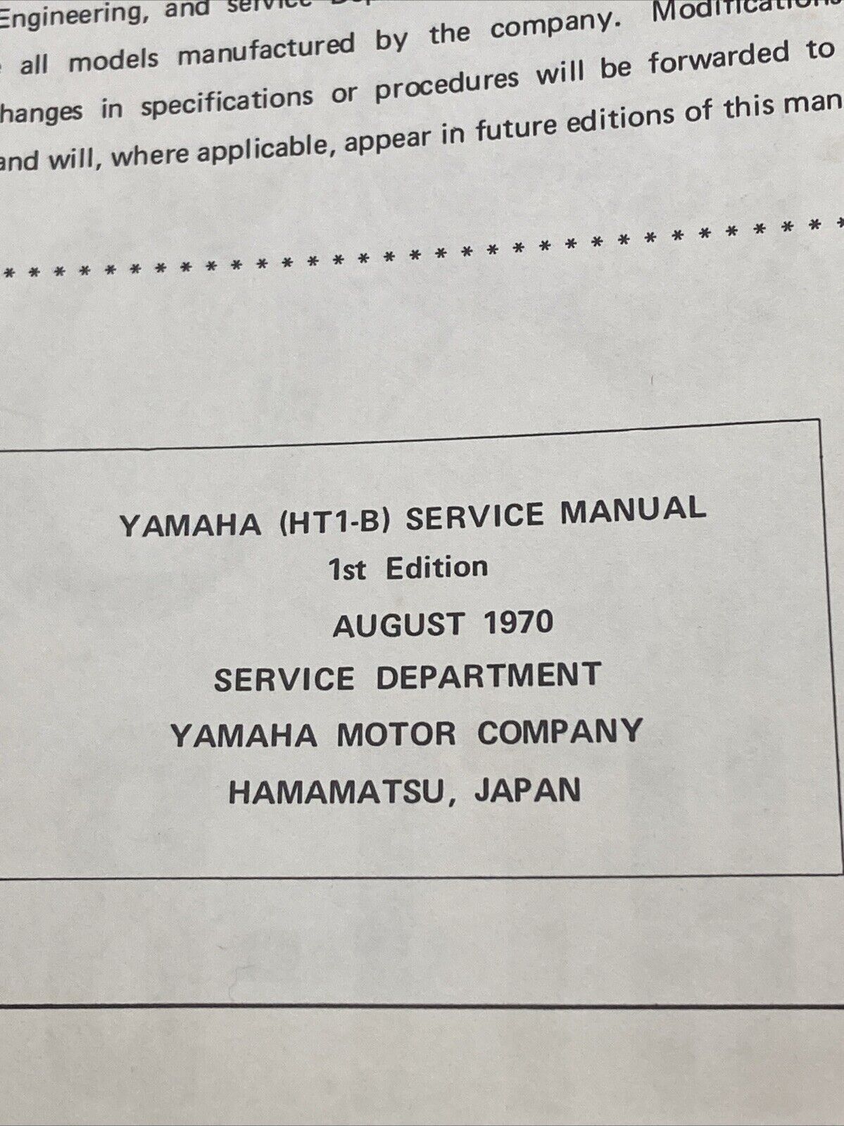 GENUINE YAMAHA HT1-B SERVICE MANUAL 1970