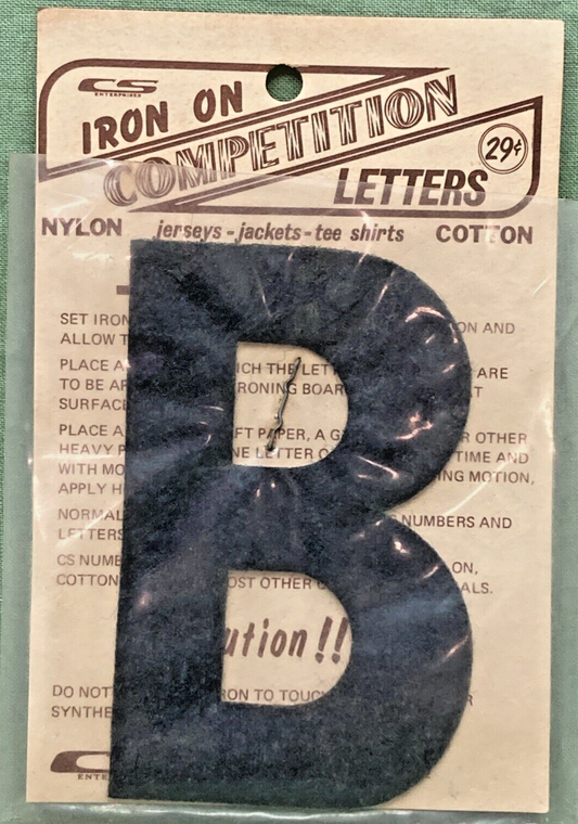 QTY 3 NEW 3" BLACK IRON ON COMPETITION LETTER B