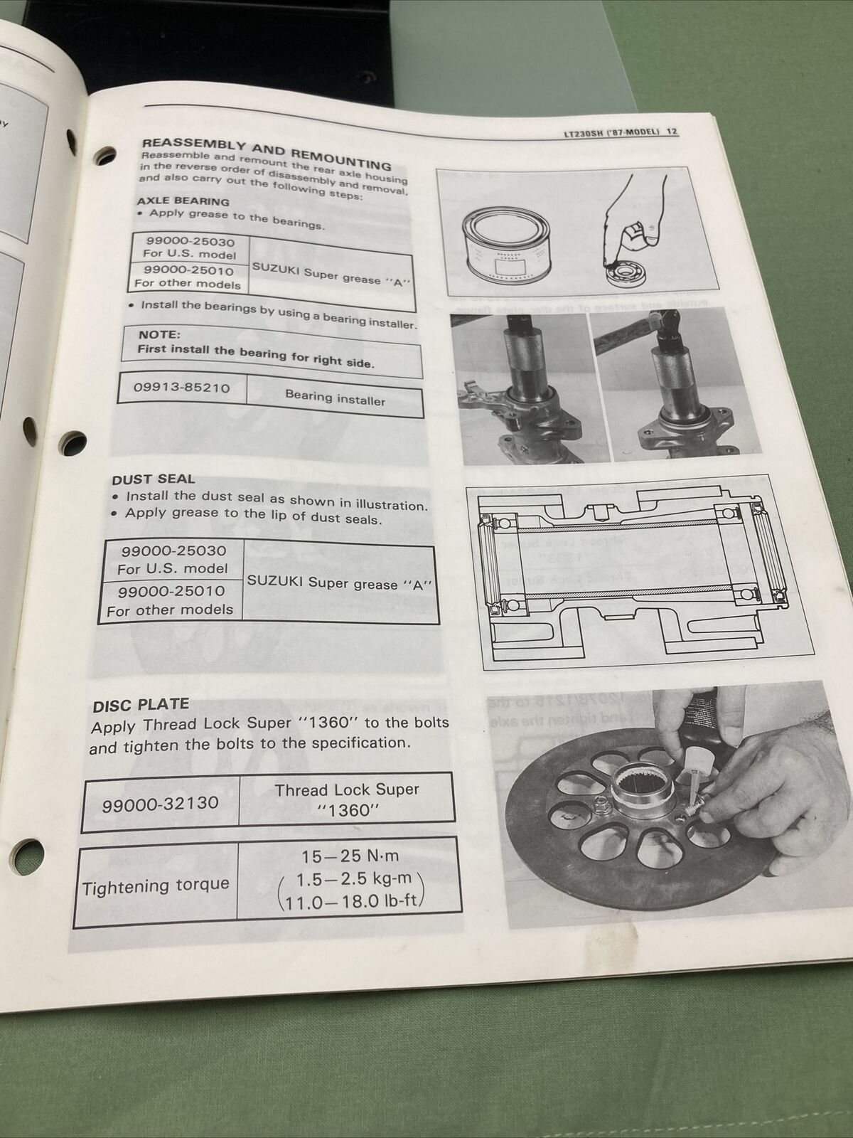 GENUINE SUZUKI 99501-42060-01E SUPPLEMENTARY SERVICE MANUAL LT230S