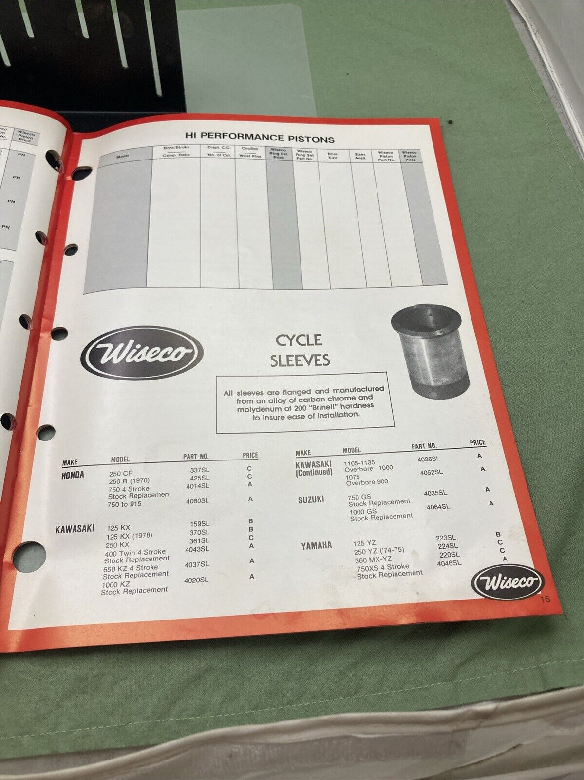 WISECO 1979 HI-PERFORMANCE MOTORCYCLE PISTON BROCHURE NO. C-14