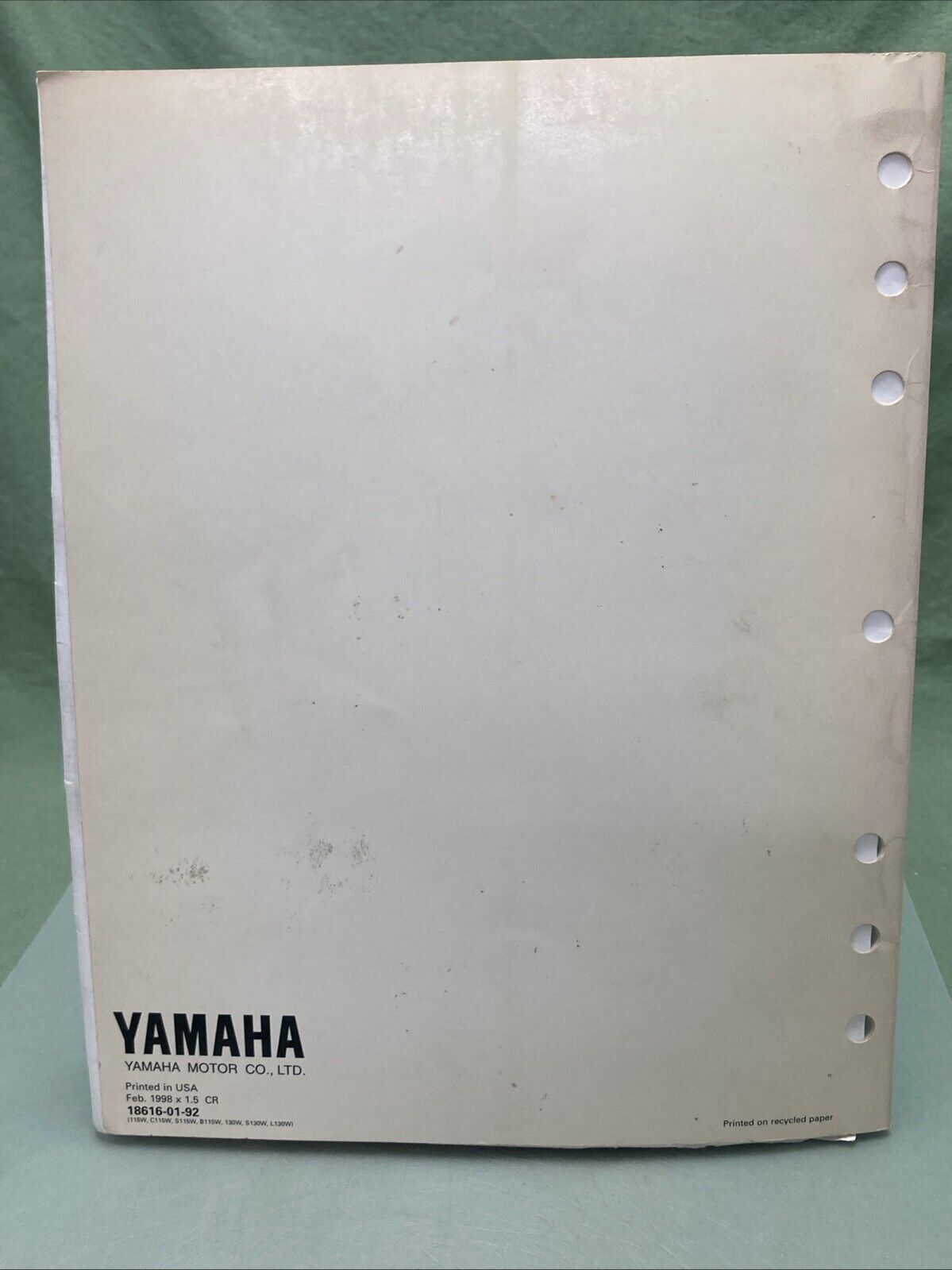 GENUINE YAMAHA LIT-18616-01-92 115W, C115W, S115W, B115W SERVICE MANUAL 1997