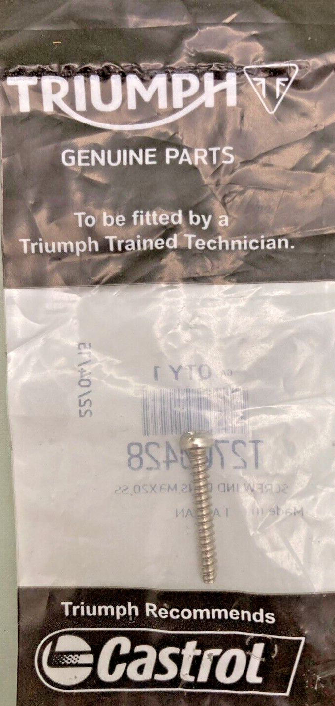 NEW GENUINE TRIUMPH T2700428  Screw, Ind Lens, M3X20, Ss