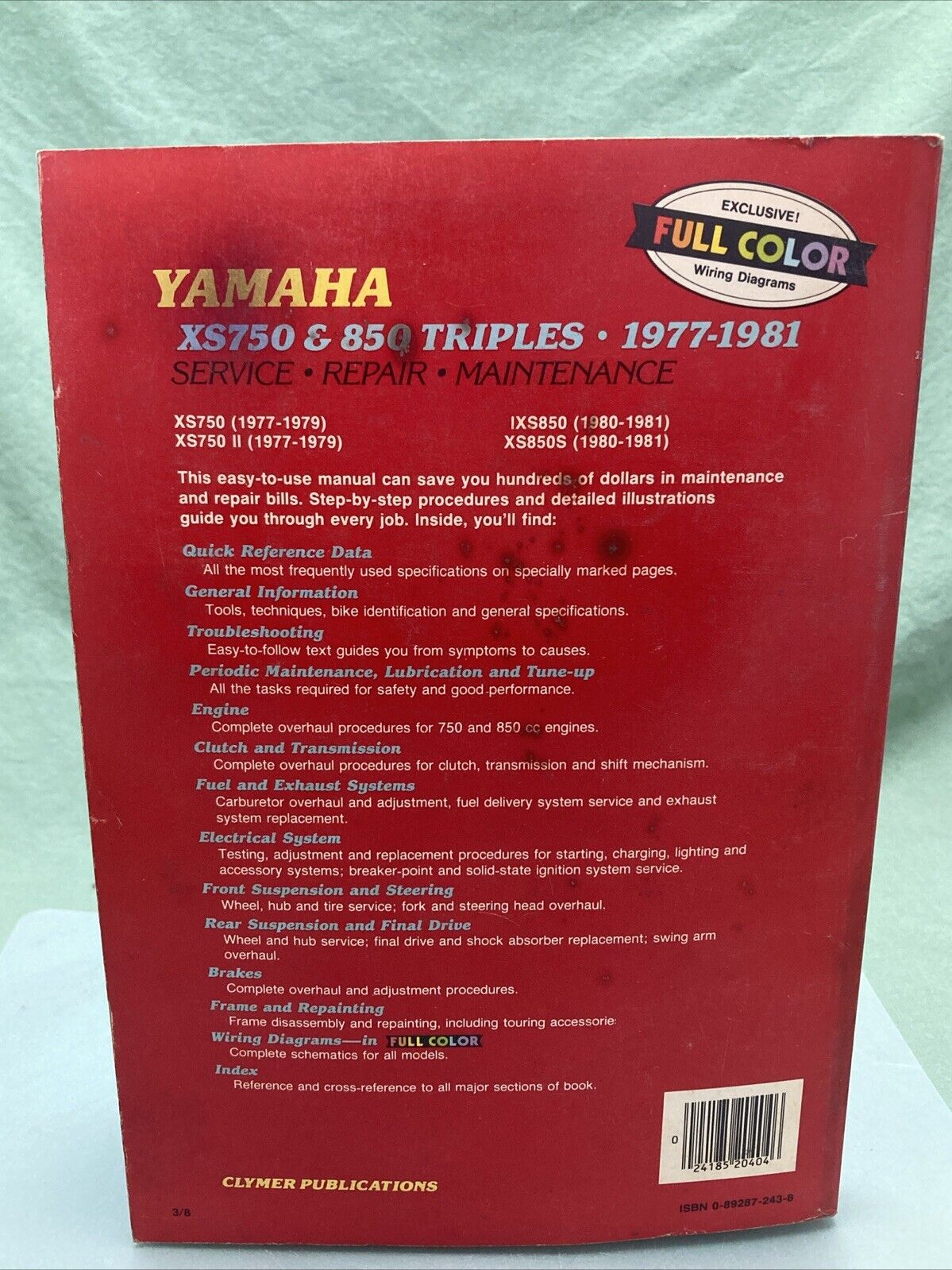 CLYMER M404 XS750 & 850 TRIPLES 77-81 SERVICE MANUAL YAMAHA