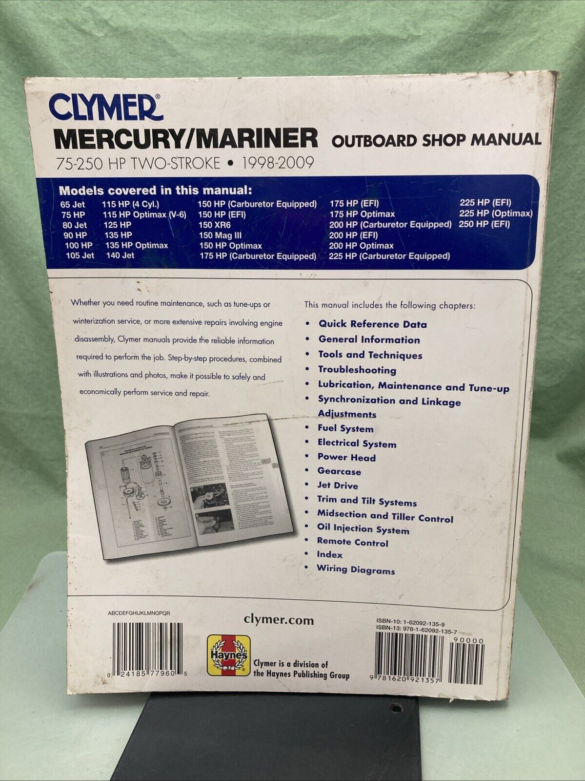 GENUINE CLYMER B727 MERCURY/MARINER OUTBOARD 75-250 HP TWO-STROKE 98-09 MANUAL