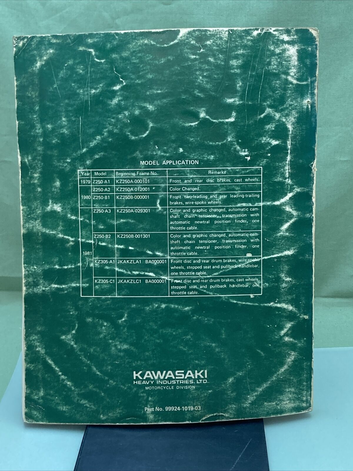 GENUINE KAWASAKI 99924-1019-03 Z250/KZ305 SERVICE MANUAL