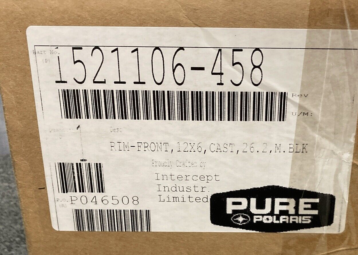 NEW GENUINE POLARIS 1521106-458 RIM FRONT 12X6 CAST 26.2 M. BLK