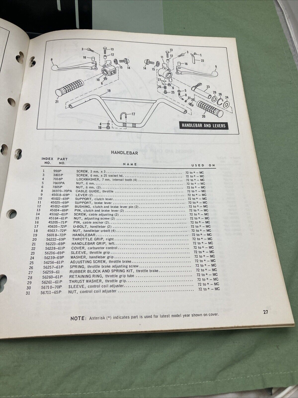 GENUINE HARLEY DAVIDSON AMF 99443-72 SHORTSTER PARTS CATALOG 1972