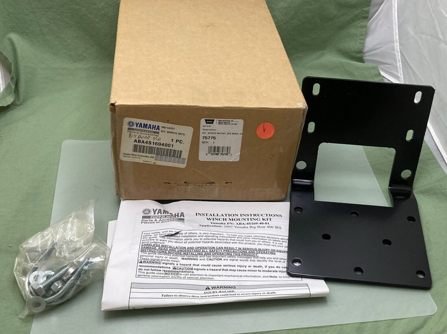 NEW GENIUNE YAMAHA ABA-4S169-40-01 KIT WINCH MOUNT BIG BEAR 400