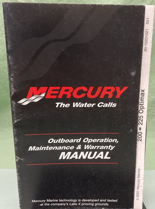 GENUINE MERCURY 90-10201021 OPERATION MAINTENANCE & WARRANTY MANUAL 2001