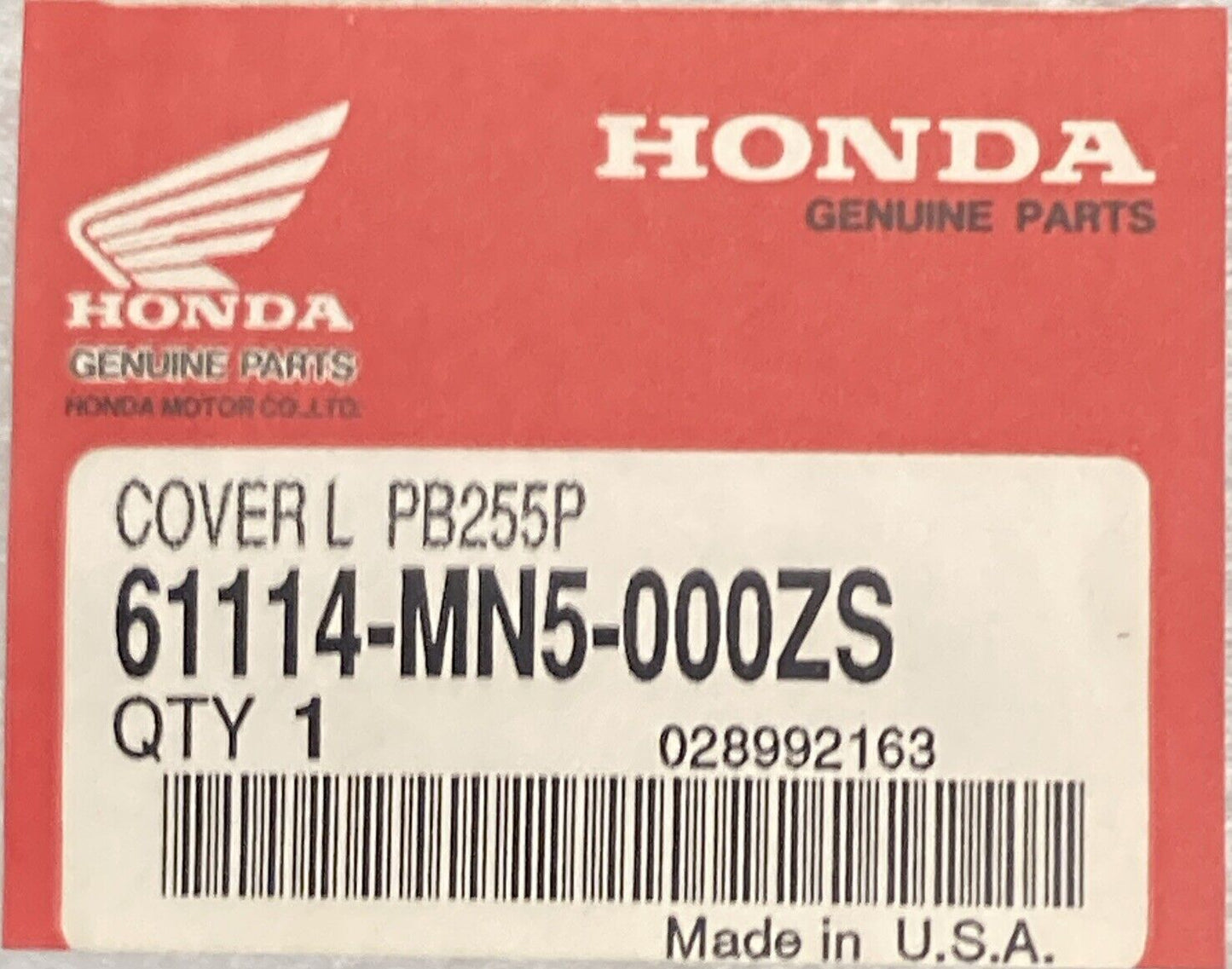 NEW GENUINE HONDA 61114-MN5-000ZS COVER, L. FR. FENDER  (PEARL CORONADO BLUE)