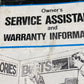 GENUINE MERCURY MARINE 90-13532-1 SERVICE ASSISTANCE & WARRANTY INFORMATION 1986