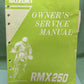 GENUINE SUZUKI 99011-05D57-03A OWNER'S SERVICE MANUAL RMX250