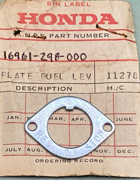NEW GENUINE HONDA 16961-298-000 PETCOCK PLATE, CB350 CB450 CL175 CL350 CL450