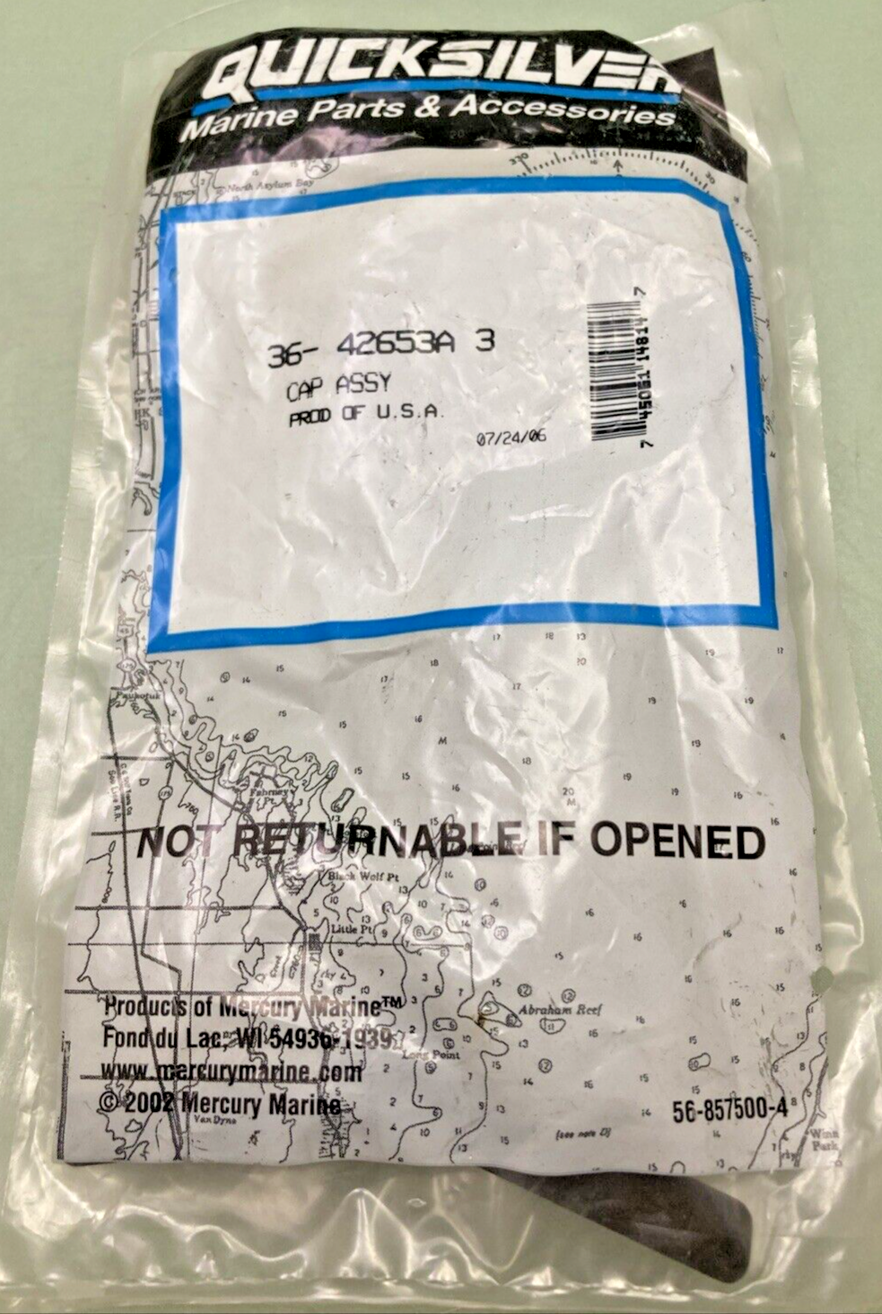 NEW GENUINE MERCURY QUICKSILVER 36-42653A3 CAP ASSEMBLY