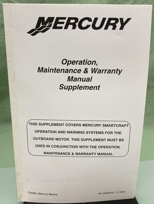 MERCURY 90-10229101 OPERATION, MAINTENANCE & WARRANTY MANUAL SUPPLEMENT 2000