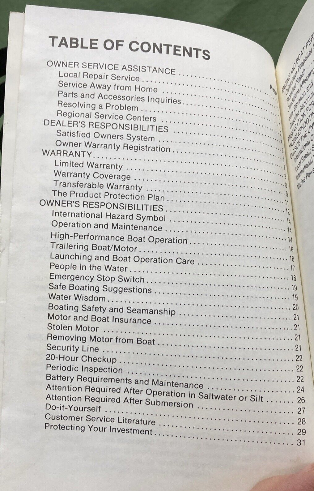 GENUINE MERCURY MARINE 90-13532-1 SERVICE ASSISTANCE & WARRANTY INFORMATION 1986