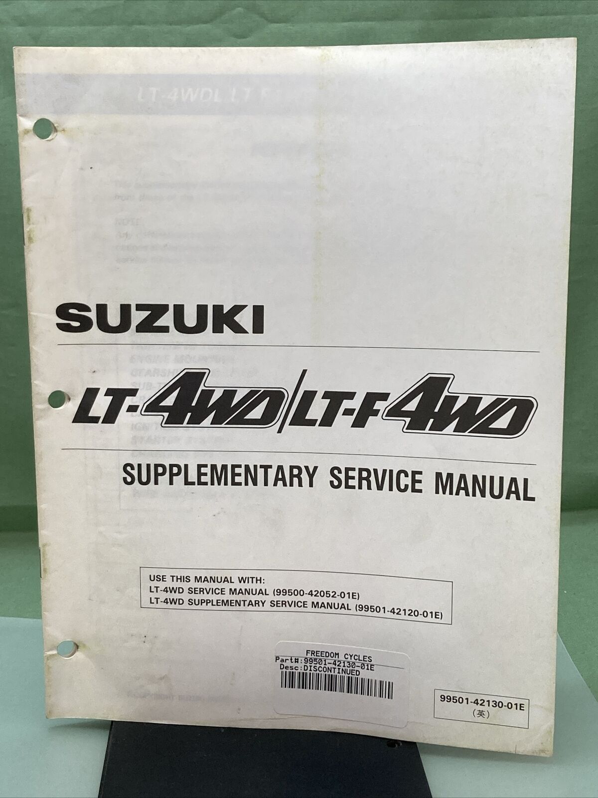 GENUINE SUZUKI 99501-42130-01E SUPPLEMENTARY SERVICE MANUAL LT-4WD/LT-F4WD