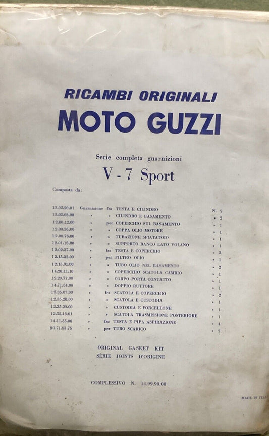 NEW GENUINE MOTO GUZZI 1499-9000 Engine Gasket Set V7 82.5mm