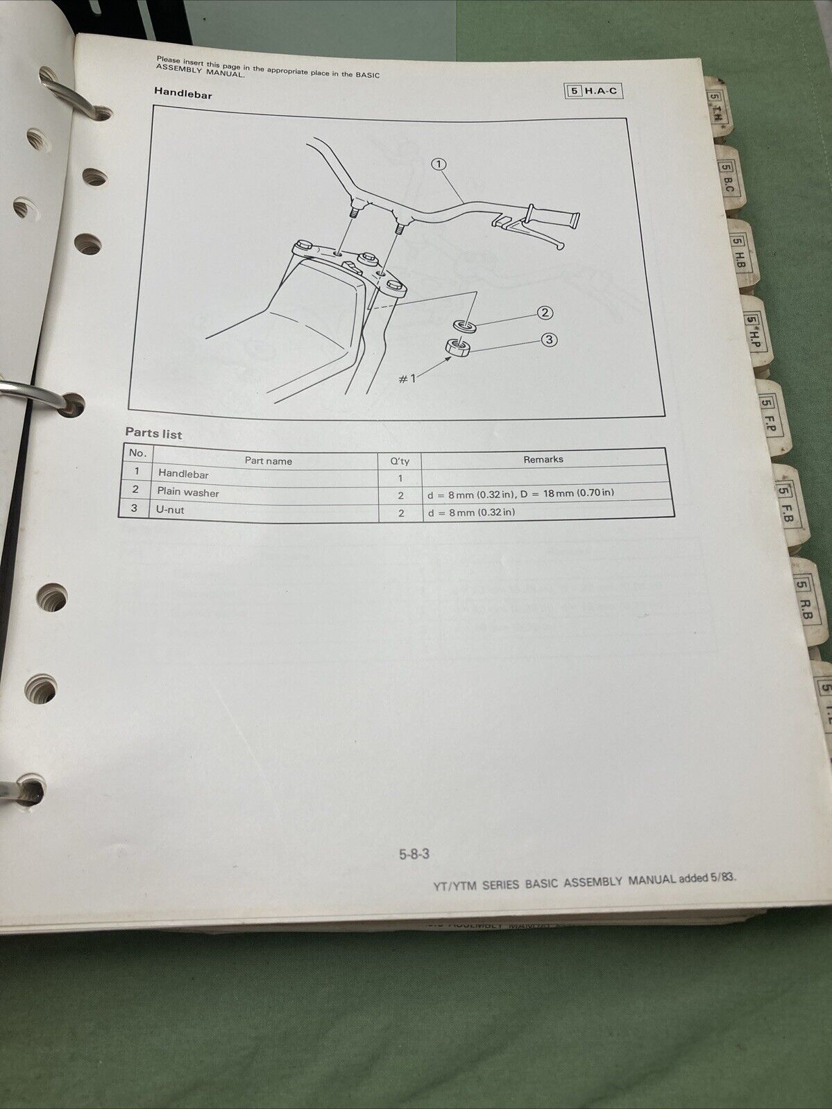 GENUINE YAMAHA LIT-11666-03-88 YT/YTM SERIES BASIC ASSEMBLY MANUAL 1982