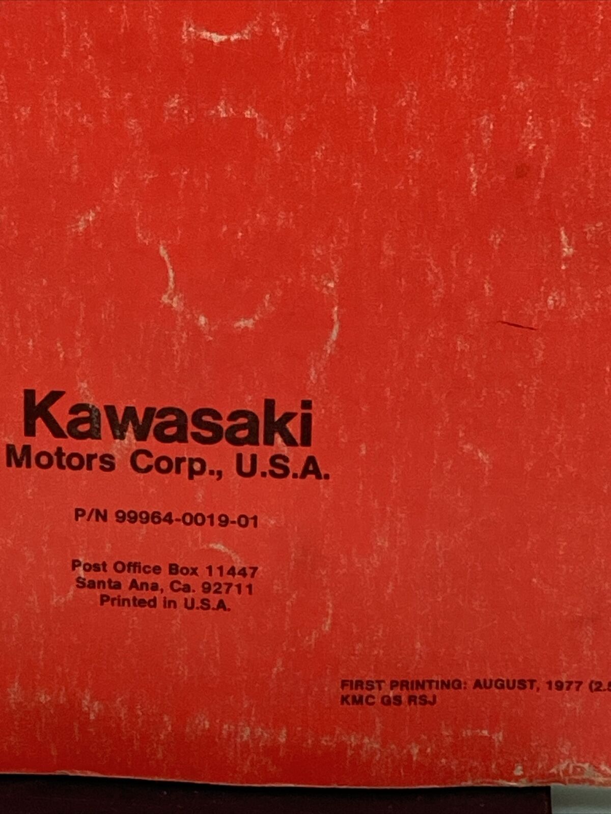 GENUINE KAWASAKI 99964-0019-01 KG700B/1500/1000/2600 PORTABLE GEN SERVICE MANUAL