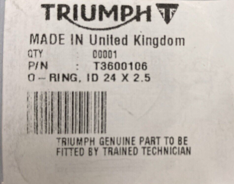 NEW GENUINE TRIUMPH T3600106 O-RING, Id 24 X 2.5