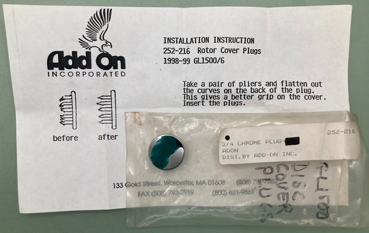 QTY 4 New ADD-ON 252-216 Rotor Cover Plug, 3/4 Chrome