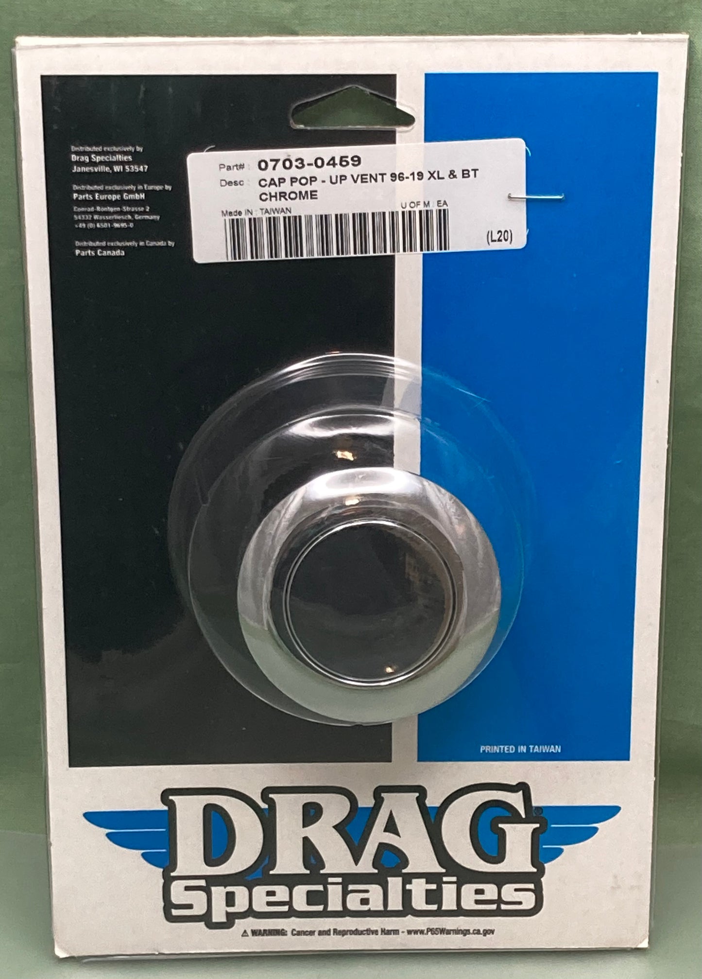 New Genuine Drag Specialties 0703-0459 Cap Pop - Up Vent 96-19 XL & BT Chrome