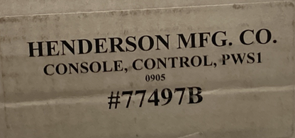 NEW GENUINE HENDERSON 77497B MODEL PWS-1 ELEC PRE WETTING CONTROL CONSOLE
