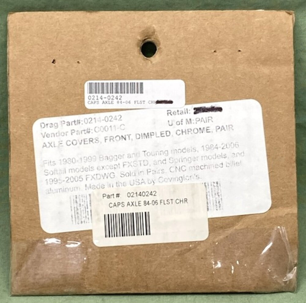 Covingtons Customs C0011-C Front Dimpled Axle Cover Set Chrome New Genuine
