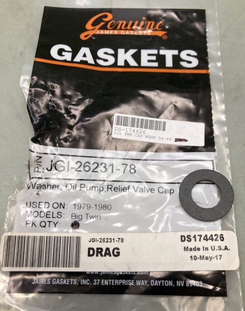 Qty 3 James Gasket JGI-26231-78 Oil Pump Relief Valve Cap Washer New Gen.