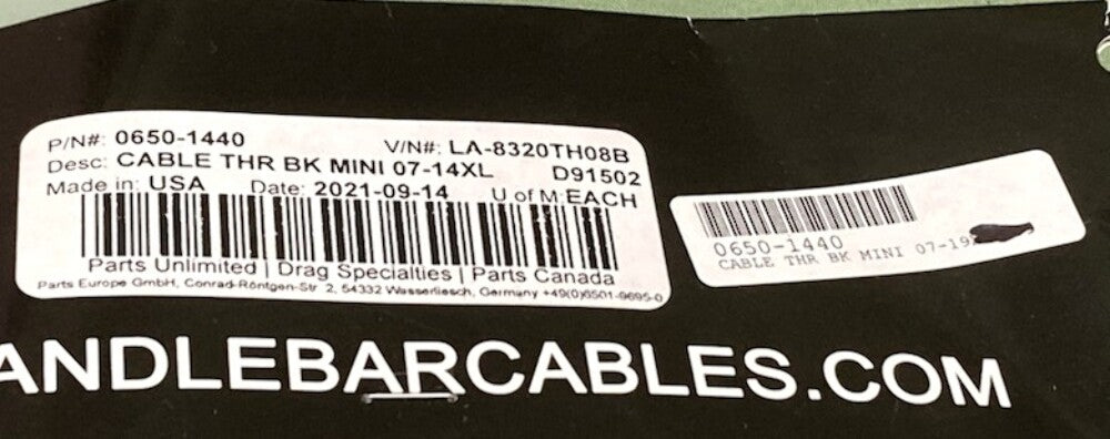 LA Choppers LA-8320TH08B Vinyl Throttle Cable New Genuine
