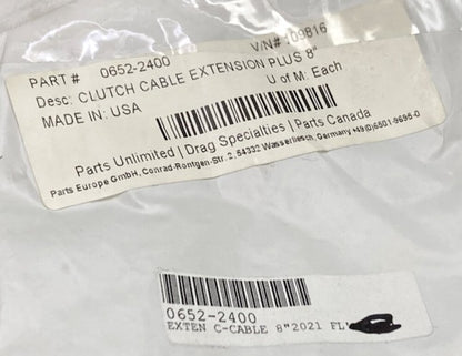 Fat Baggers 0652-2400 Clutch Cable Extension 8" New Genuine