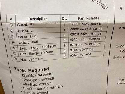 New Genuine Honda 08P51-MZ5-100 Engine Guard Kit