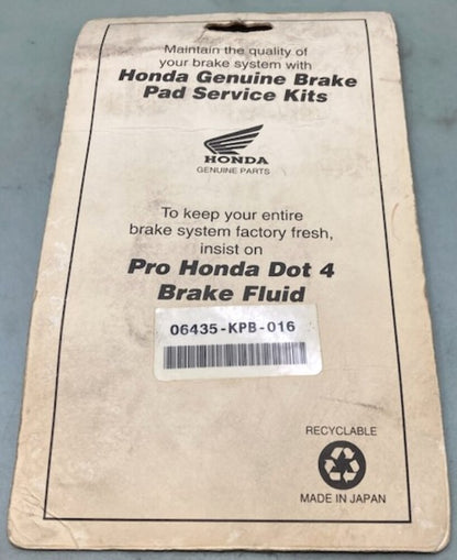 Honda 06435-KPB-016 Pad, Set, Rr. 06435-KPB-026 New Genuine