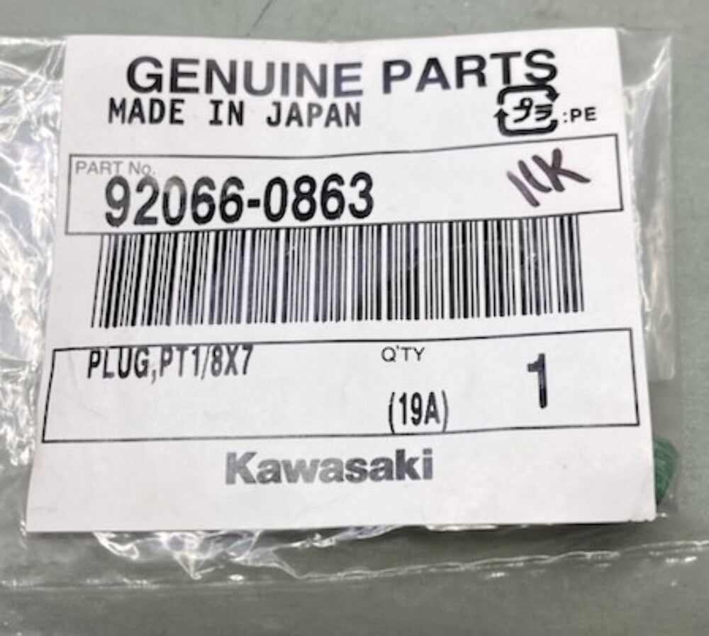 Kawasaki 92066-0863 Plug, Pt1/8X7 New Genuine
